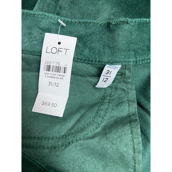 NWT Loft Corduroy Pants Womens 31/12 Straight Leg Velour Christmas Green - Picture 5 of 8